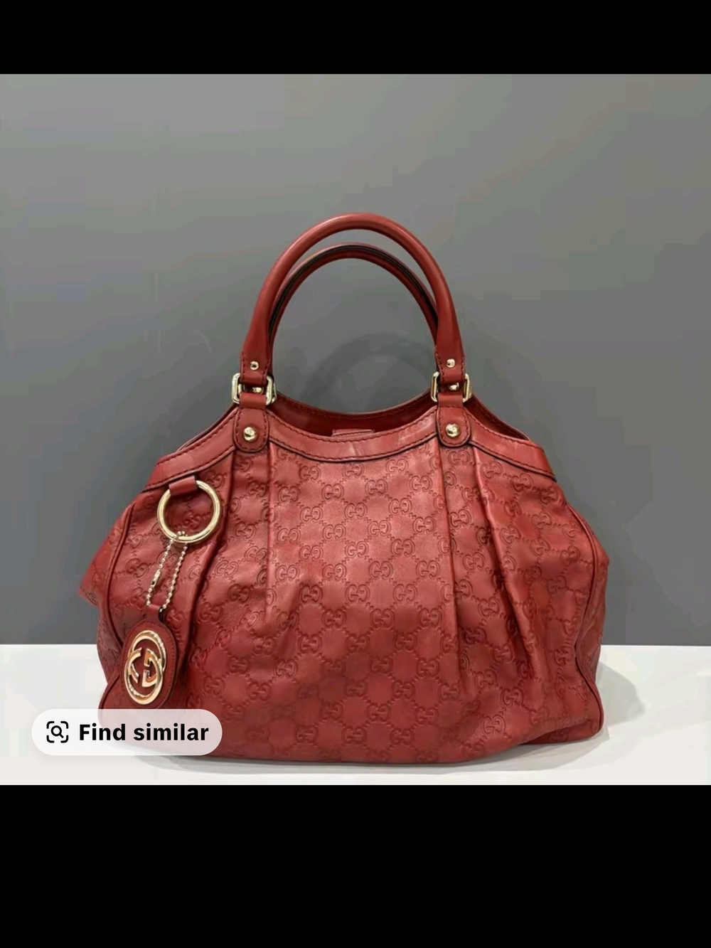 Gucci Suki Red Leather Shoulder Bag with Signature GG Charm